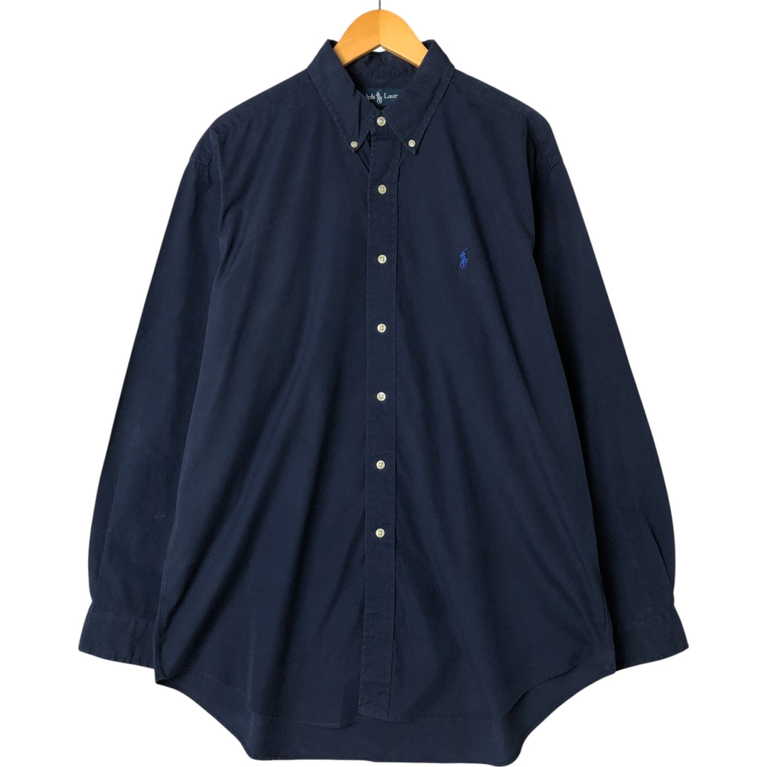 Ralph Lauren BLAKE long sleeve button down shirt, men's size L cotton navy blue type Vintage Second Hand