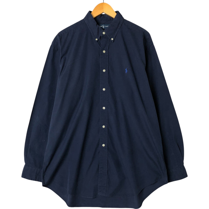 Ralph Lauren BLAKE long sleeve button down shirt, men's size L cotton navy blue type Vintage Second Hand