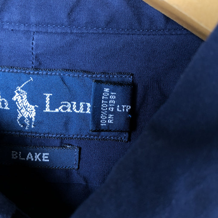 Ralph Lauren BLAKE long sleeve button down shirt, men's size L cotton navy blue type Vintage Second Hand