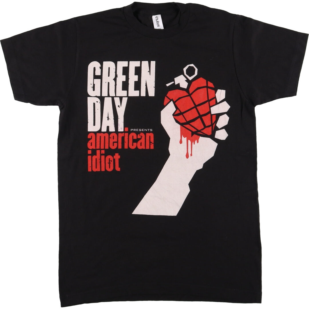 TULTEX GREEN DAY Green Day Band T-shirt Band T Men's S size cotton black type Vintage Second Hand