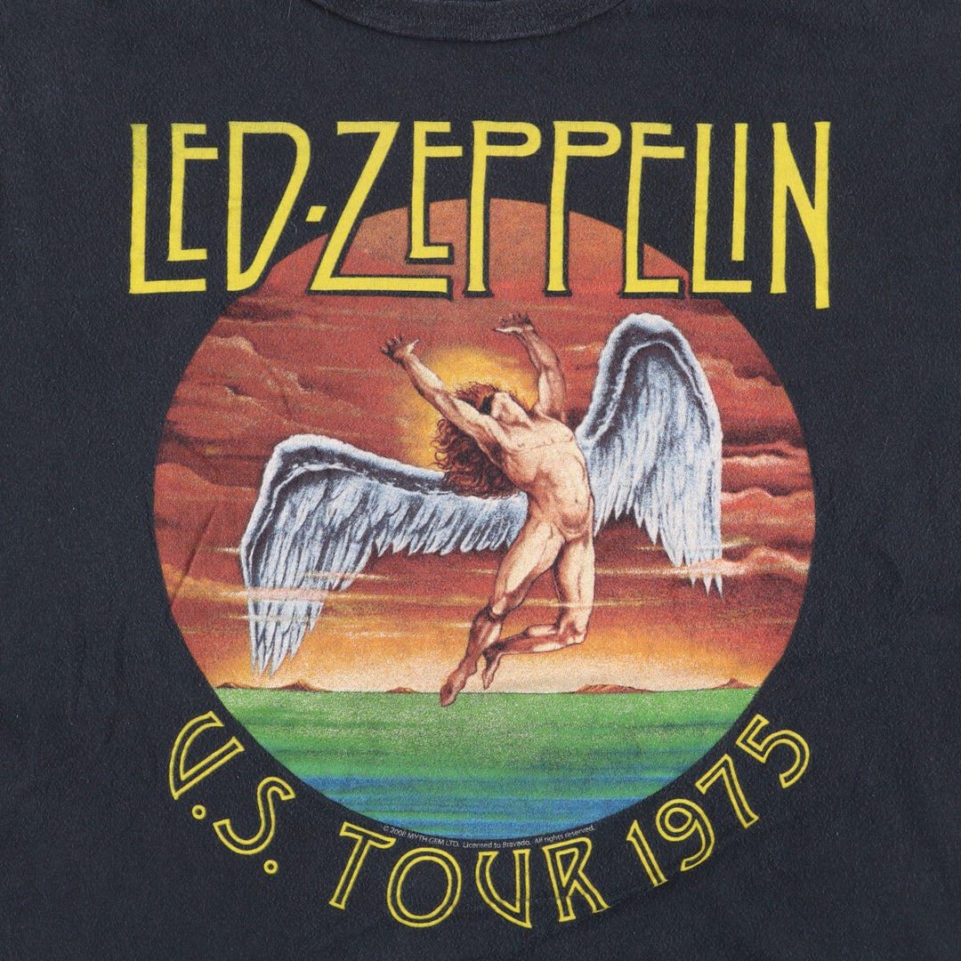 00'S LED ZEPPELIN Led Zeppelin band T-shirt, band T, men's size L cotton black type Vintage Second Hand