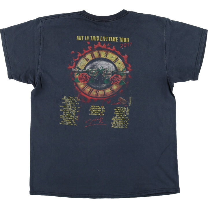 Gildan GUNS N' ROSES Band T-shirt, Men's L size cotton navy blue type Vintage Second Hand
