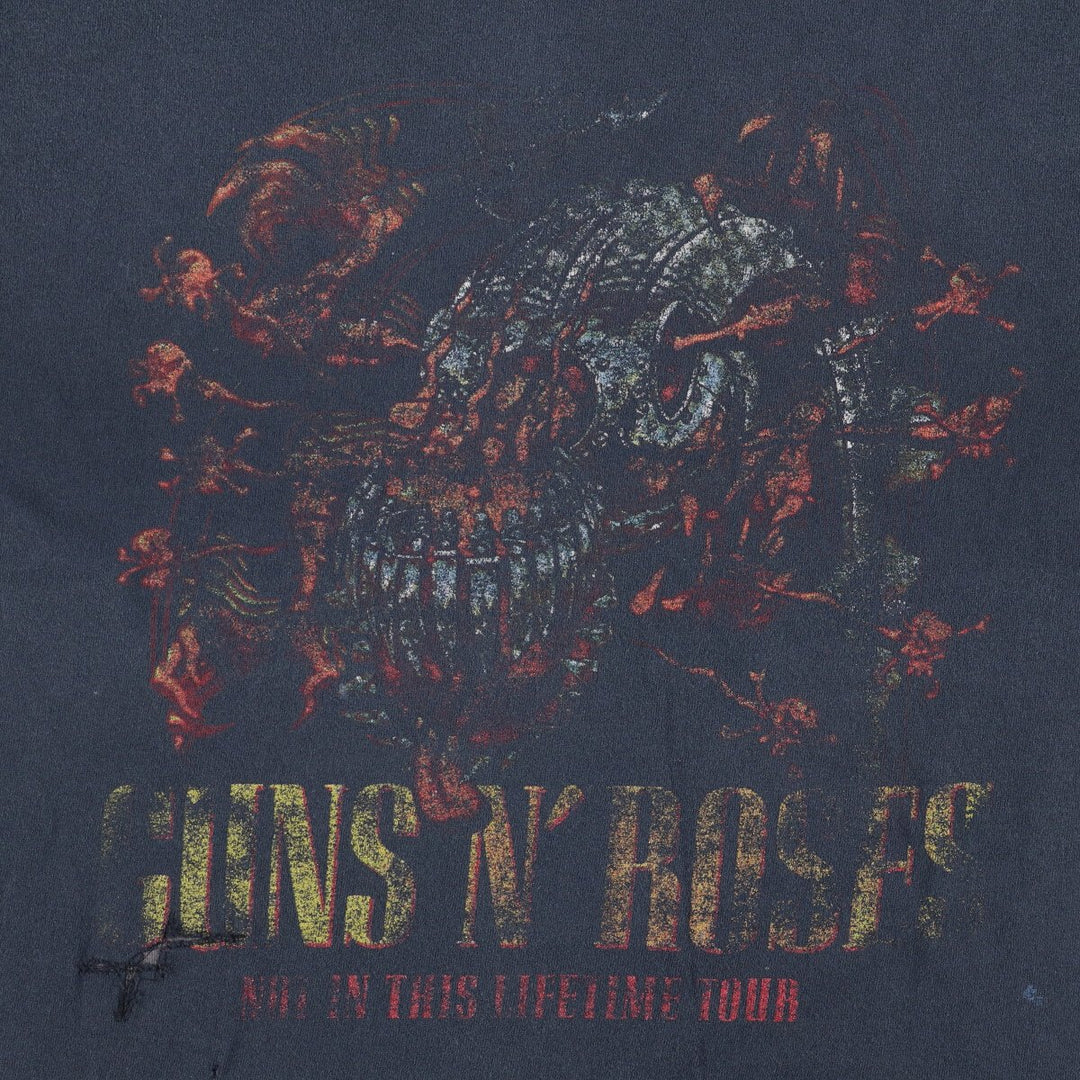 Gildan GUNS N' ROSES Band T-shirt, Men's L size cotton navy blue type Vintage Second Hand
