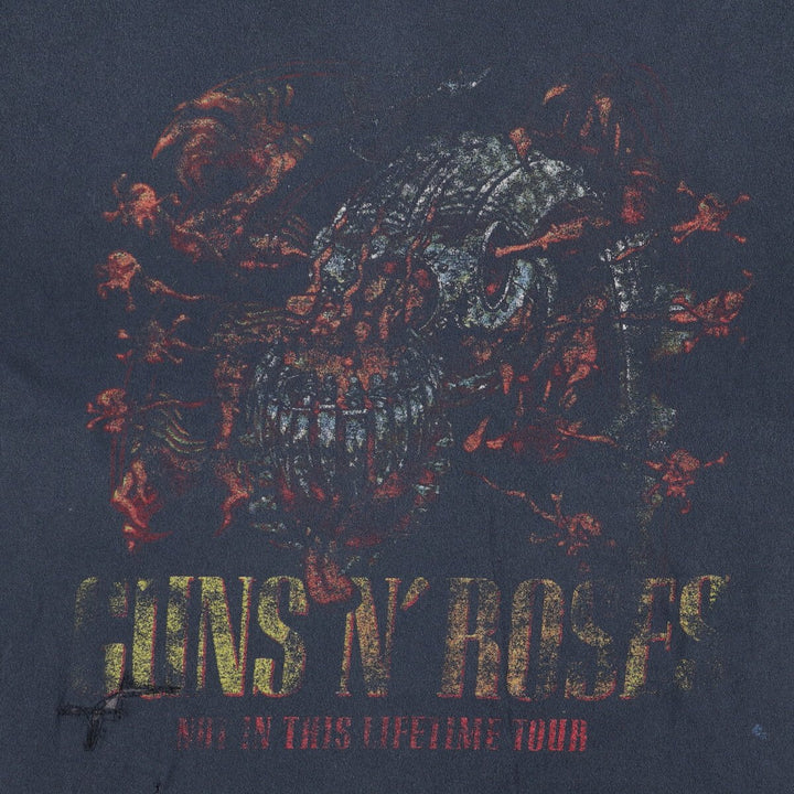 Gildan GUNS N' ROSES Band T-shirt, Men's L size cotton navy blue type Vintage Second Hand