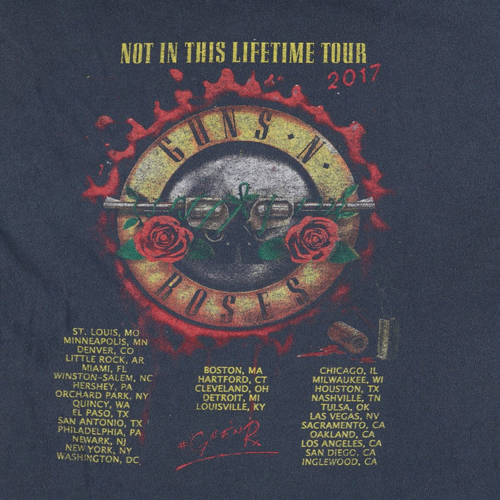 Gildan GUNS N' ROSES Band T-shirt, Men's L size cotton navy blue type Vintage Second Hand