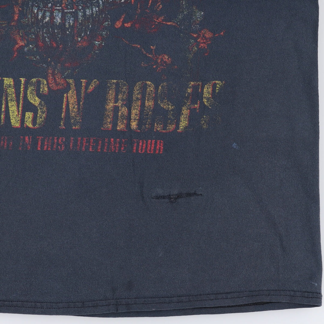 Gildan GUNS N' ROSES Band T-shirt, Men's L size cotton navy blue type Vintage Second Hand