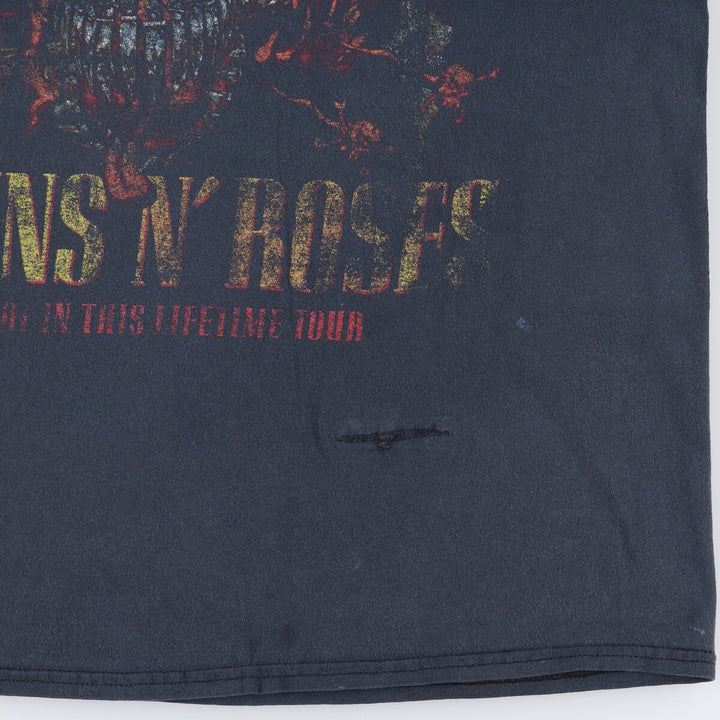 Gildan GUNS N' ROSES Band T-shirt, Men's L size cotton navy blue type Vintage Second Hand