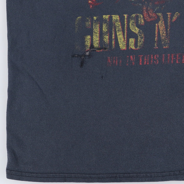 Gildan GUNS N' ROSES Band T-shirt, Men's L size cotton navy blue type Vintage Second Hand