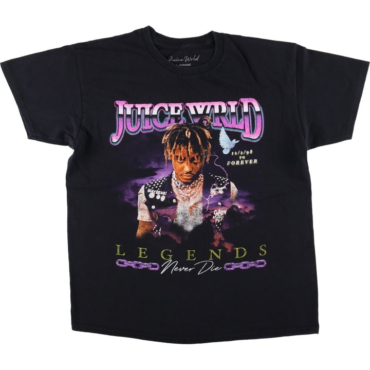 JUICE WRLD Juice World Rap T-shirt Rap T Men's L size cotton black type Vintage Second Hand