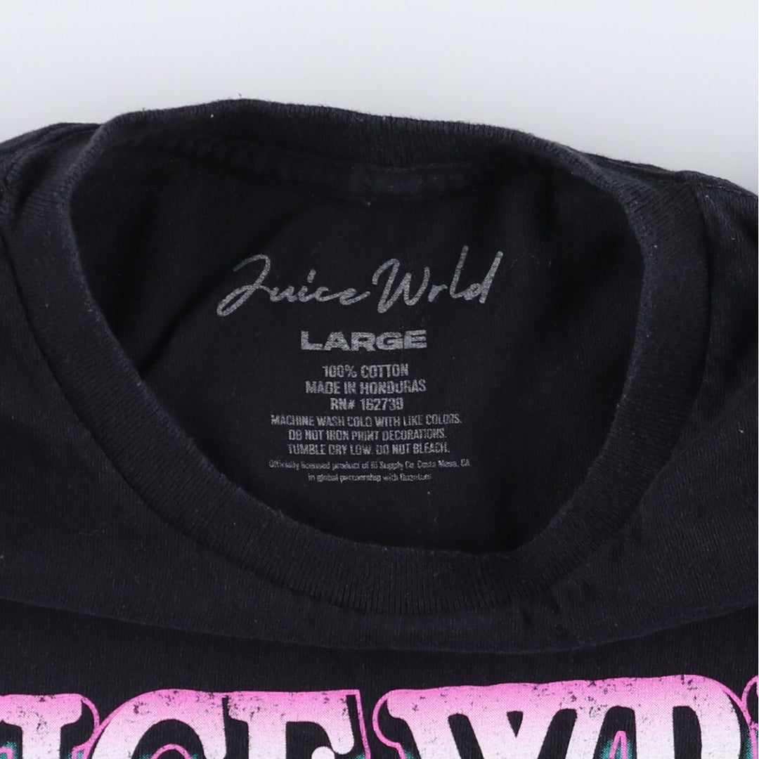 JUICE WRLD Juice World Rap T-shirt Rap T Men's L size cotton black type Vintage Second Hand