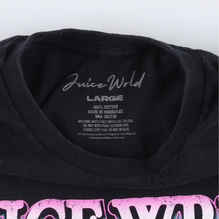 JUICE WRLD Juice World Rap T-shirt Rap T Men's L size cotton black type Vintage Second Hand