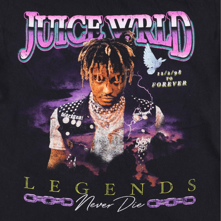 JUICE WRLD Juice World Rap T-shirt Rap T Men's L size cotton black type Vintage Second Hand