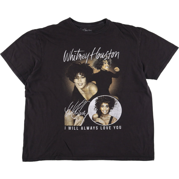 WHITNEY HOUSTON Whitney Houston Rap T-shirt Rap T Men's XL size cotton black type Vintage Second Hand