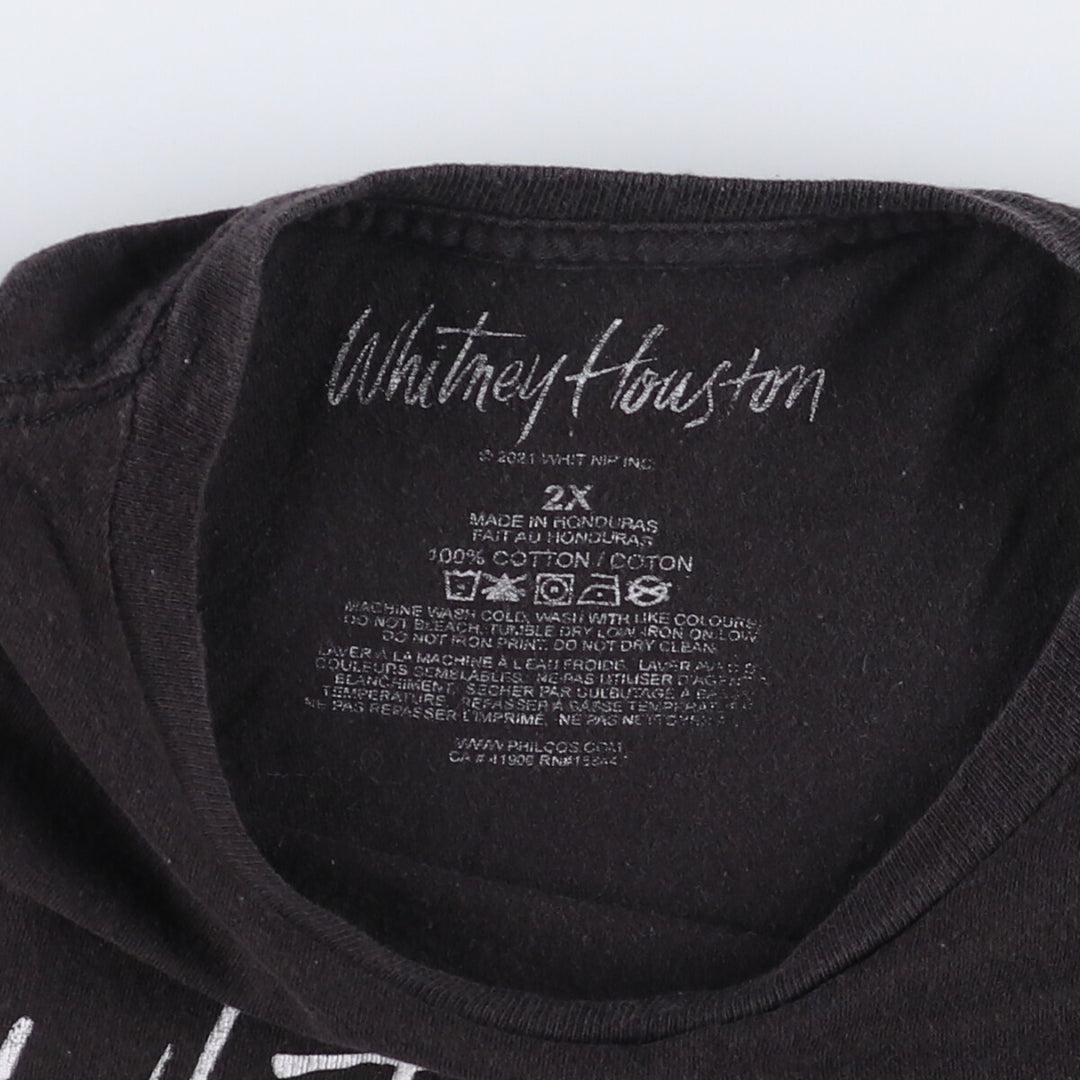 WHITNEY HOUSTON Whitney Houston Rap T-shirt Rap T Men's XL size cotton black type Vintage Second Hand