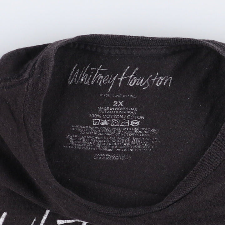 WHITNEY HOUSTON Whitney Houston Rap T-shirt Rap T Men's XL size cotton black type Vintage Second Hand