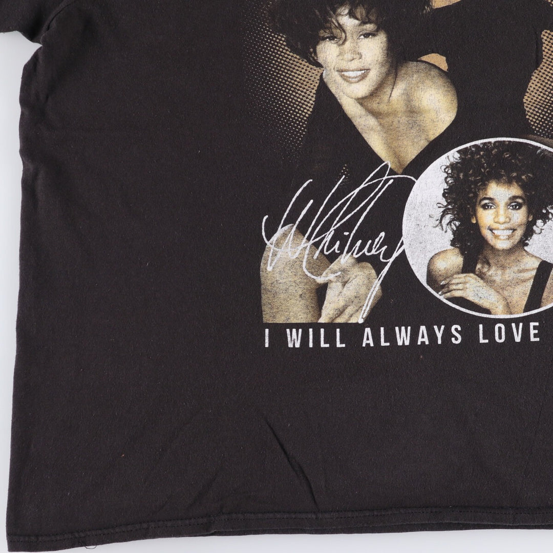 WHITNEY HOUSTON Whitney Houston Rap T-shirt Rap T Men's XL size cotton black type Vintage Second Hand