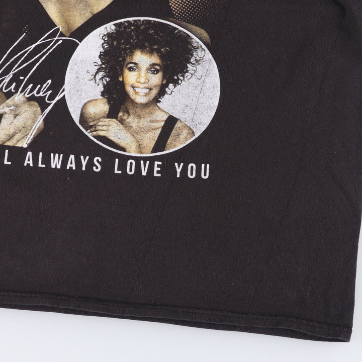 WHITNEY HOUSTON Whitney Houston Rap T-shirt Rap T Men's XL size cotton black type Vintage Second Hand