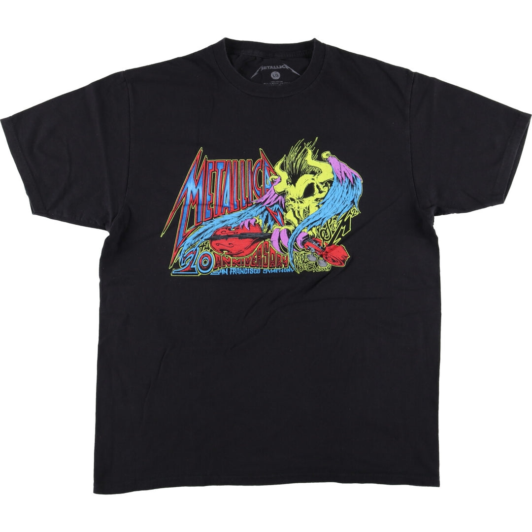 METALLICA Skull Pattern Band T-shirt Band Tee Men's L size cotton black type Vintage Second Hand