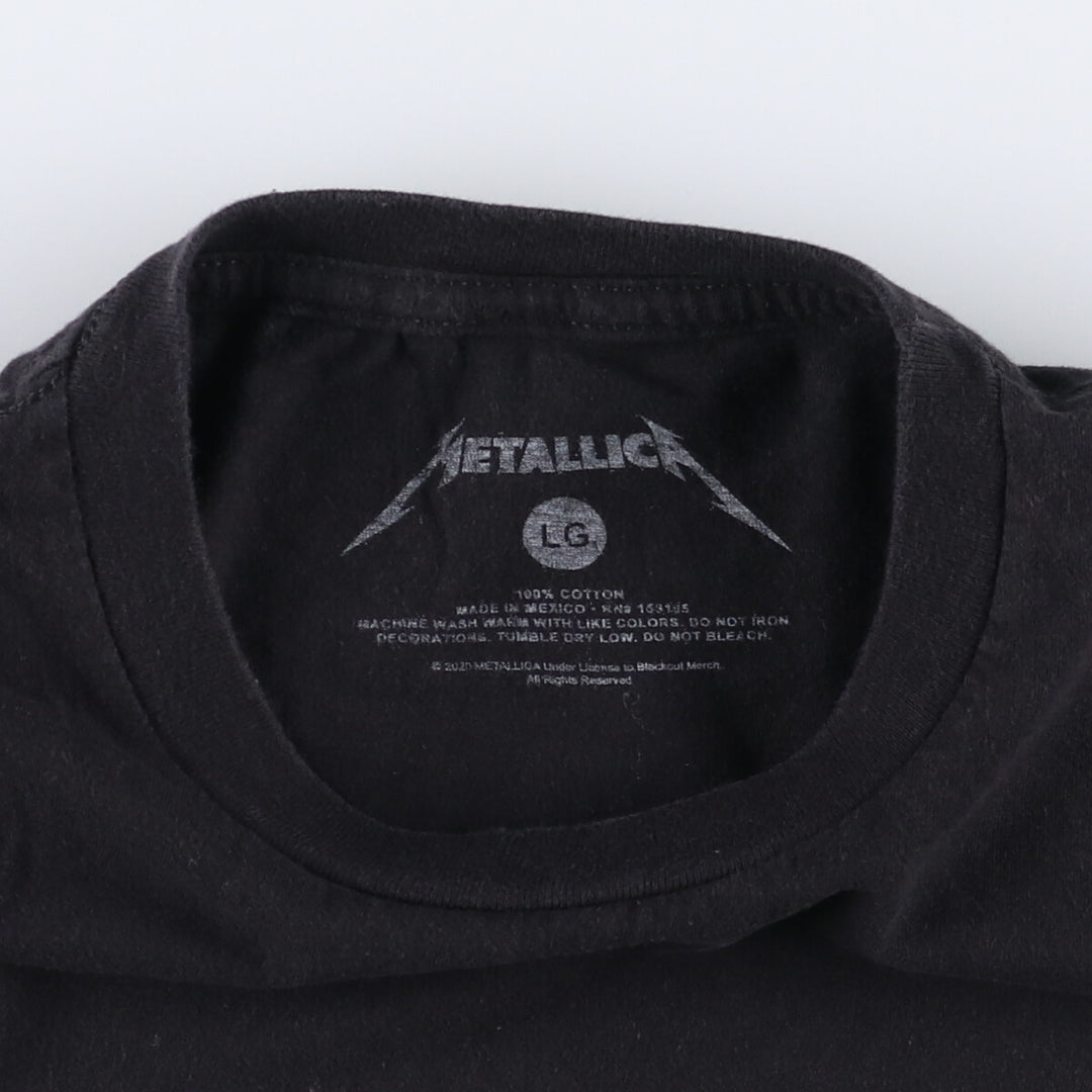 METALLICA Skull Pattern Band T-shirt Band Tee Men's L size cotton black type Vintage Second Hand