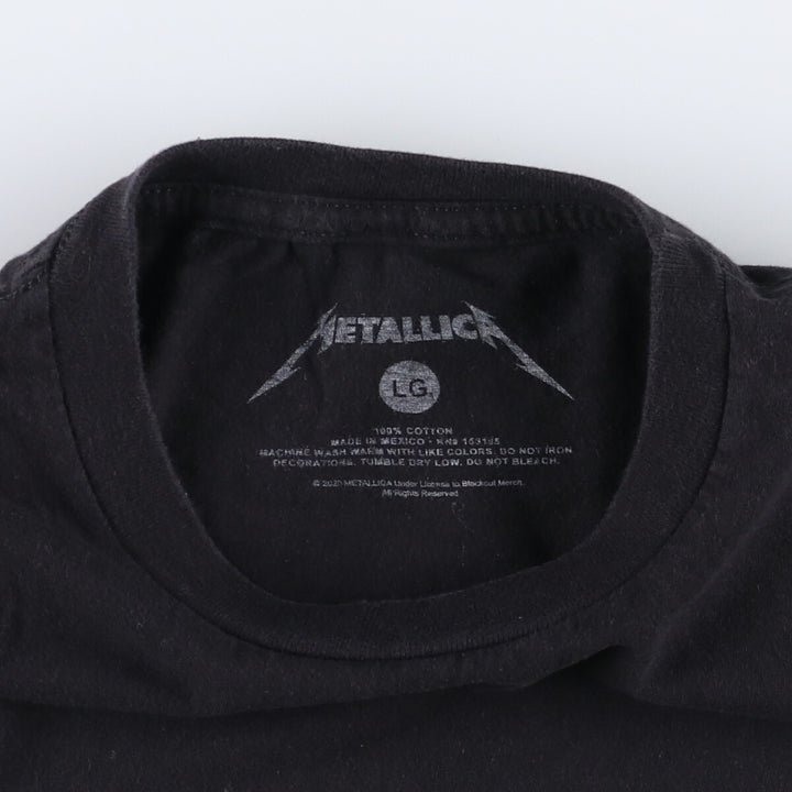 METALLICA Skull Pattern Band T-shirt Band Tee Men's L size cotton black type Vintage Second Hand