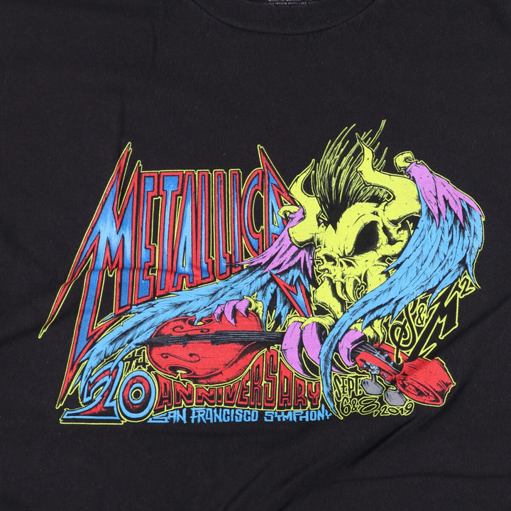 METALLICA Skull Pattern Band T-shirt Band Tee Men's L size cotton black type Vintage Second Hand