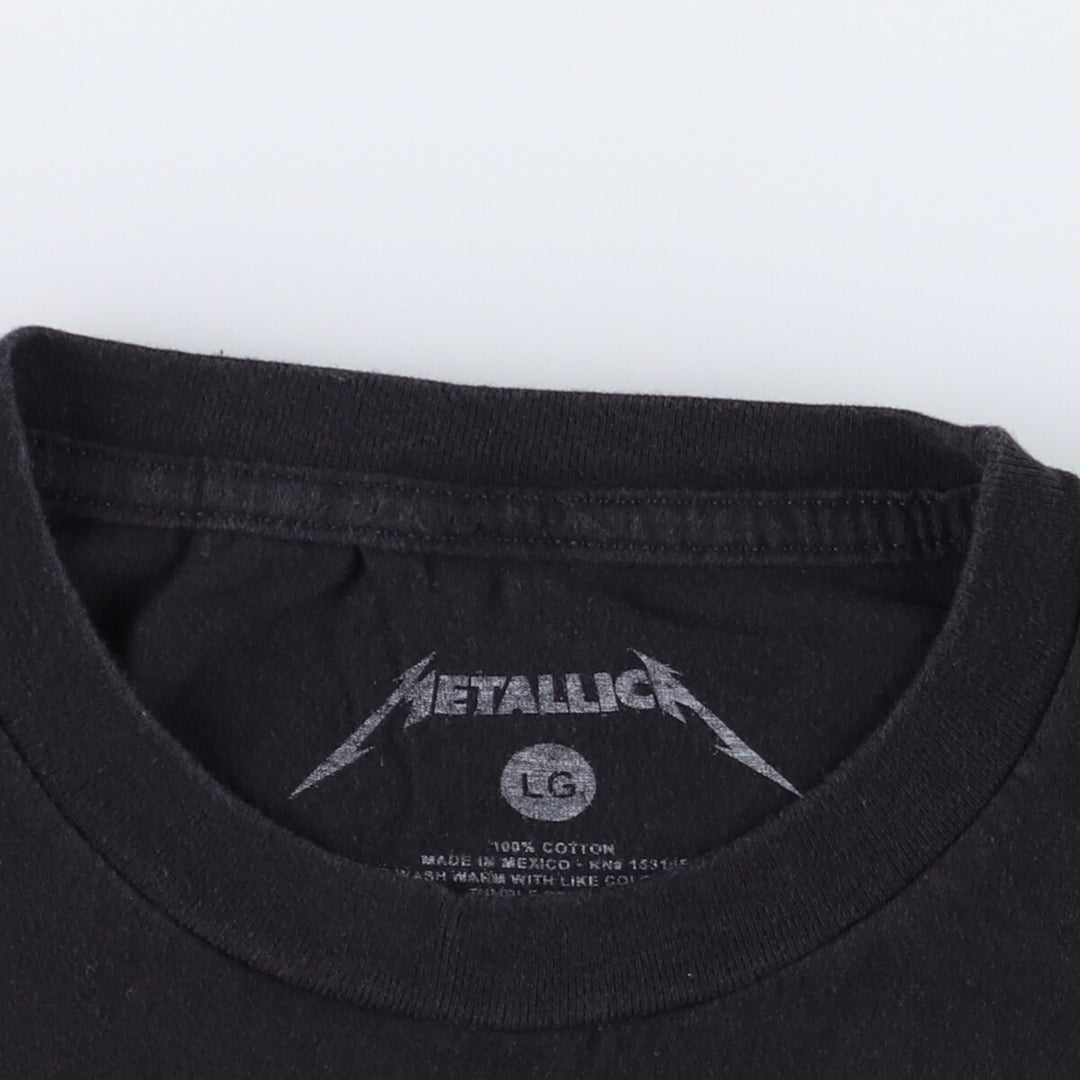 METALLICA Skull Pattern Band T-shirt Band Tee Men's L size cotton black type Vintage Second Hand
