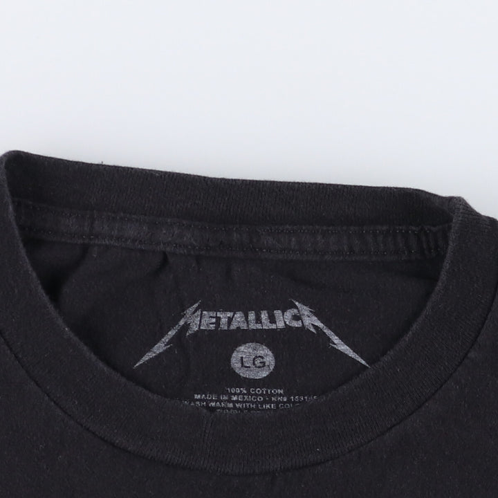 METALLICA Skull Pattern Band T-shirt Band Tee Men's L size cotton black type Vintage Second Hand