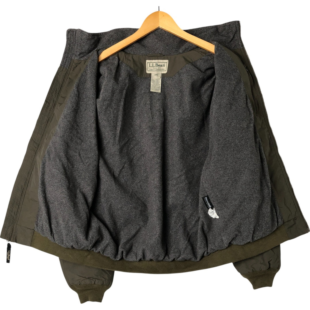 90s-00'S LLBean padded nylon blouson, men's size M Nylon Khaki type Vintage Second Hand