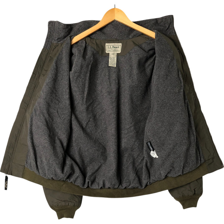 90s-00'S LLBean padded nylon blouson, men's size M Nylon Khaki type Vintage Second Hand