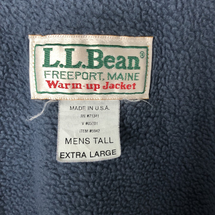 Vintage LLBean Warm-up Jacket from the 1980s-1990s, Made in USA, Men's XL Nylon blue type Vintage Second Hand