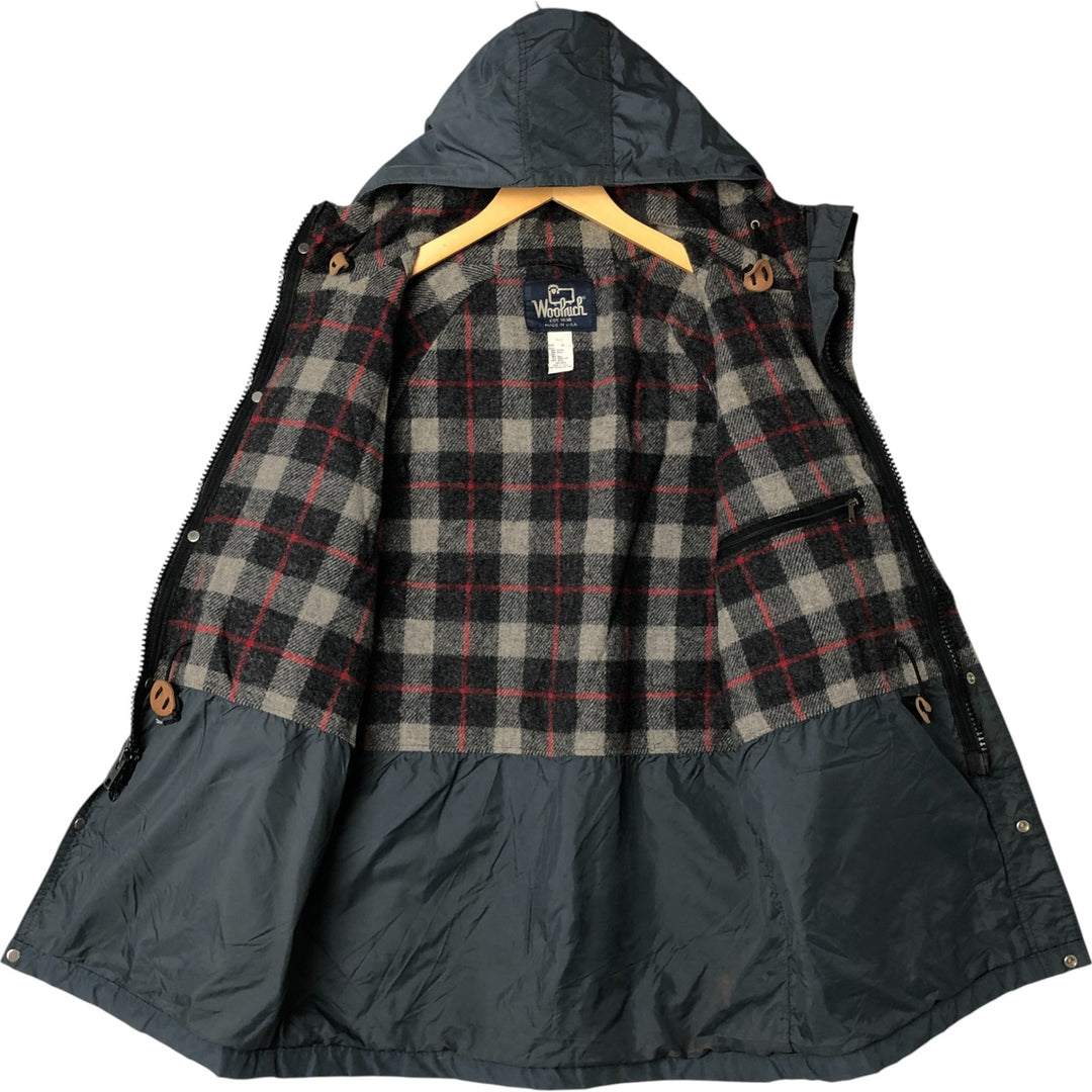 80'S WOOLRICH Mountain Parka Shell Jacket Made in USA Men's M Size Vintage cotton navy blue type Vintage Second Hand