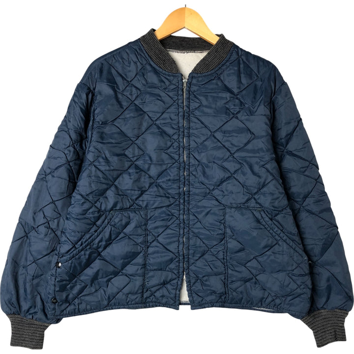 Quilted puffer jacket with padding, men's size L unclear navy blue type Vintage Second Hand
