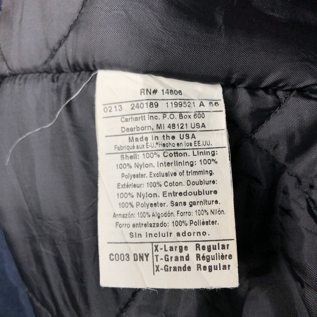 Carhartt Traditional Padded Duck Work Jacket, Made in USA, Men's XL cotton navy blue type Vintage Second Hand