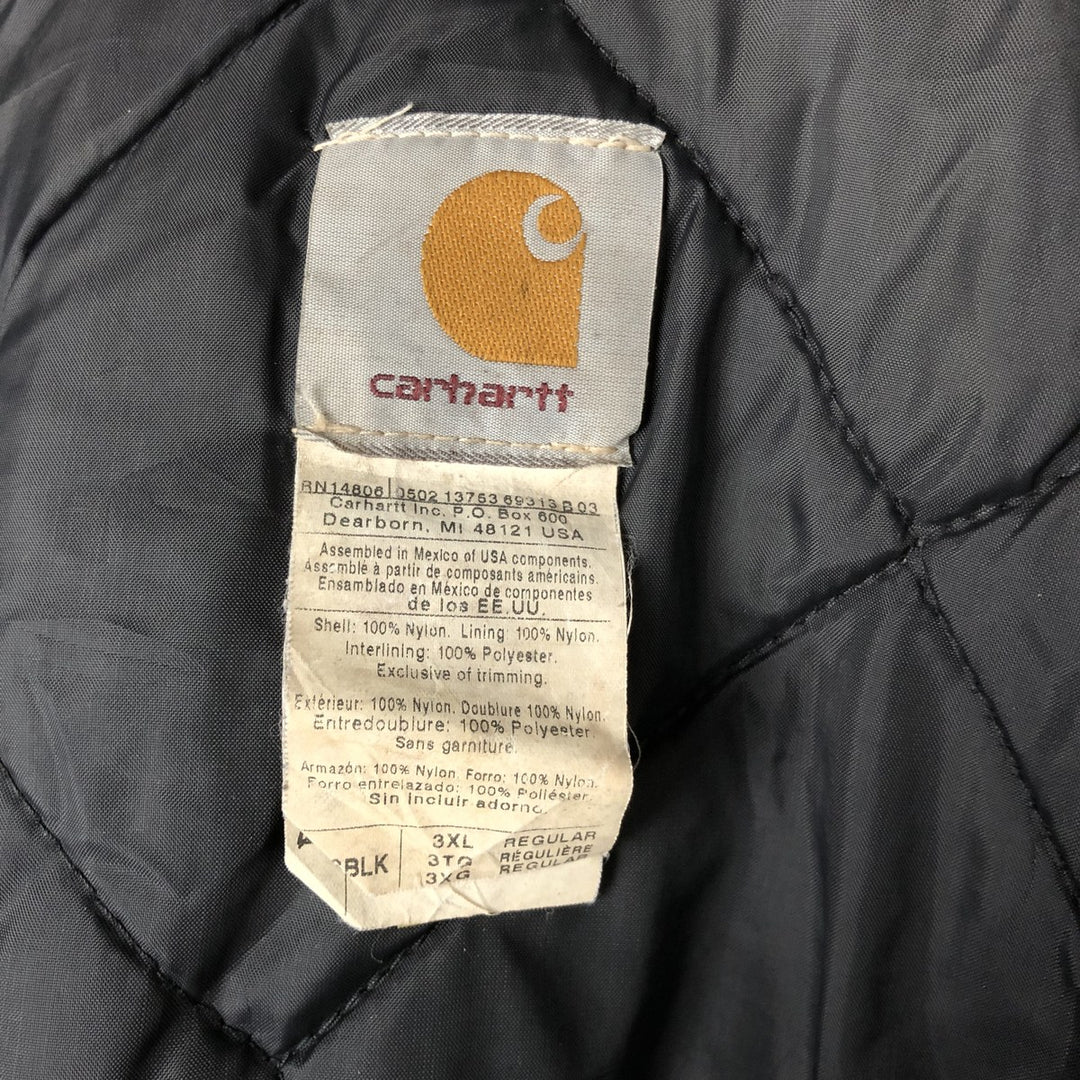 Oversized 2000'S Carhartt Active Jacket, Padded Parka, Puffer Jacket, Men's XXXL Nylon black type Vintage Second Hand