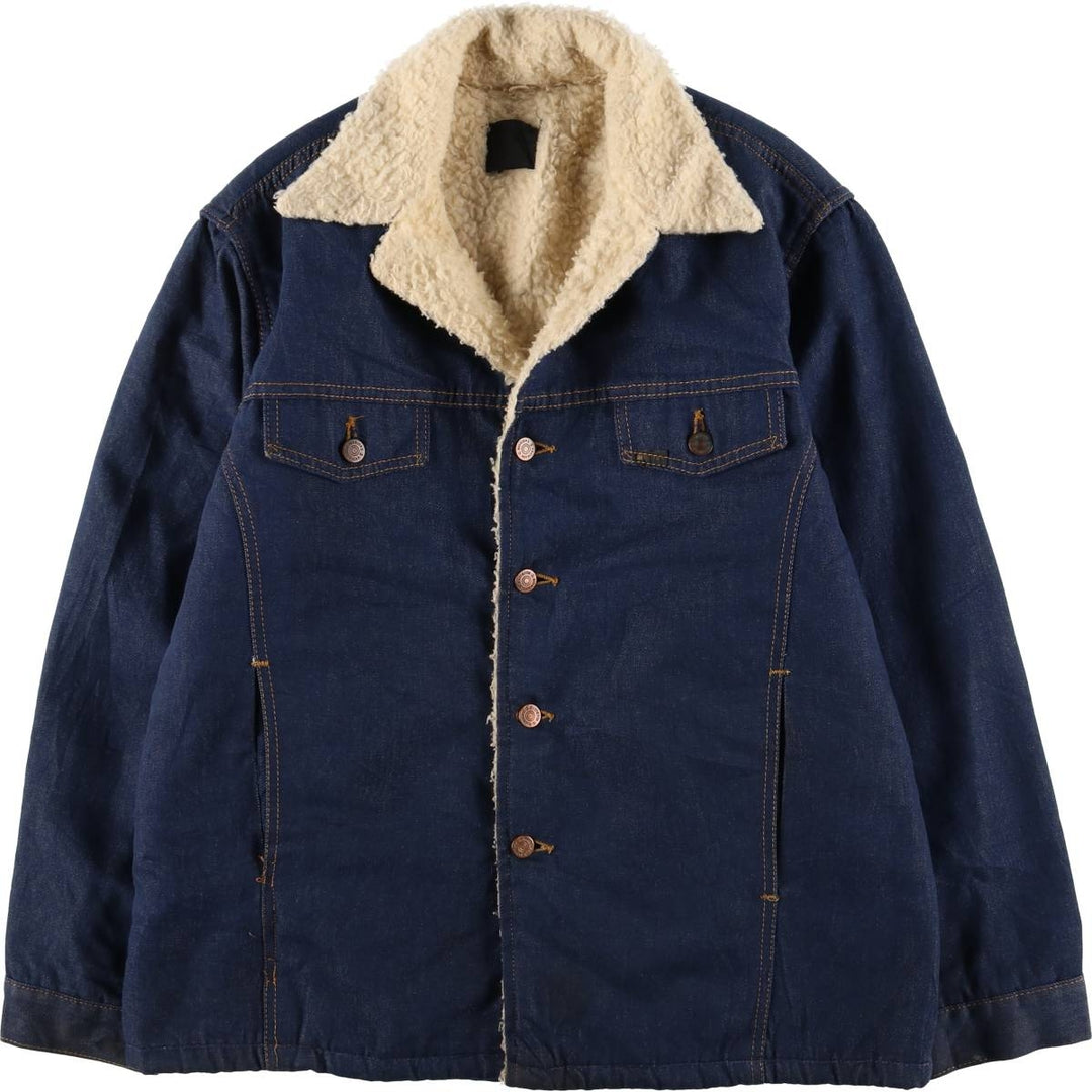 ROEBUCKS Bat-Dye Denim Boa Lunch Coat, Men's Size L, Vintage unclear navy blue type Vintage Second Hand