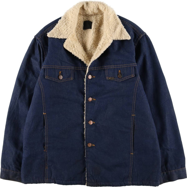 ROEBUCKS Bat-Dye Denim Boa Lunch Coat, Men's Size L, Vintage unclear navy blue type Vintage Second Hand