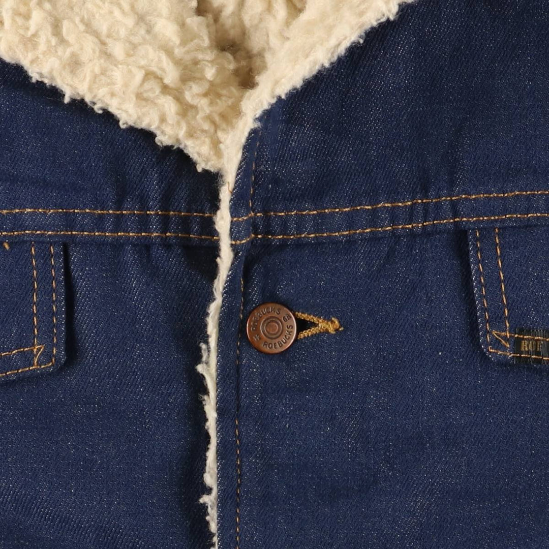 ROEBUCKS Bat-Dye Denim Boa Lunch Coat, Men's Size L, Vintage unclear navy blue type Vintage Second Hand
