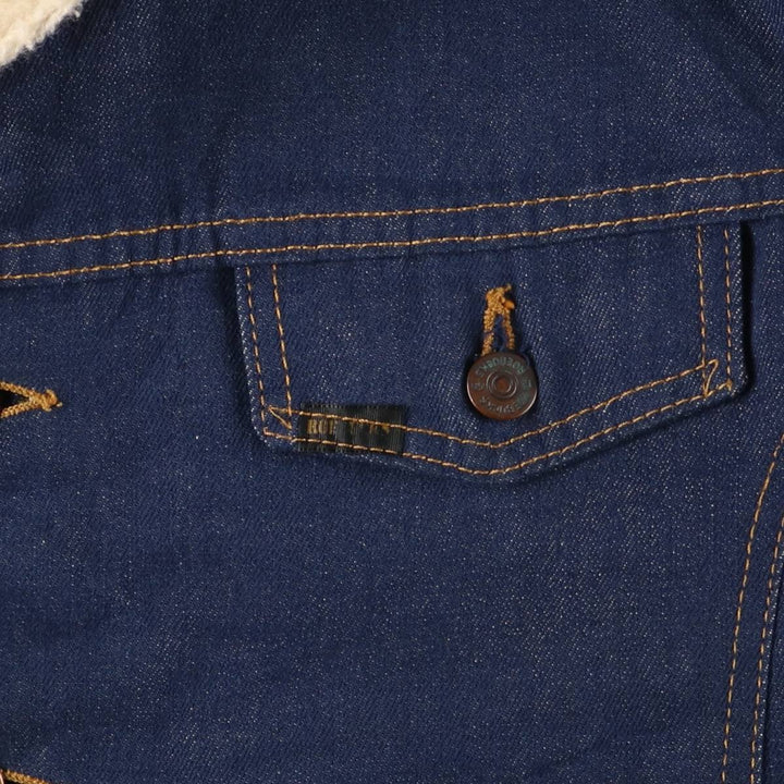 ROEBUCKS Bat-Dye Denim Boa Lunch Coat, Men's Size L, Vintage unclear navy blue type Vintage Second Hand