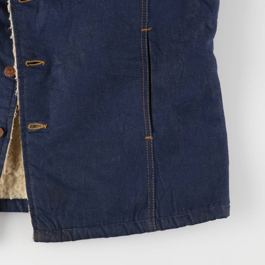 ROEBUCKS Bat-Dye Denim Boa Lunch Coat, Men's Size L, Vintage unclear navy blue type Vintage Second Hand