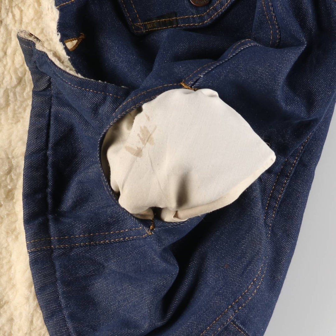 ROEBUCKS Bat-Dye Denim Boa Lunch Coat, Men's Size L, Vintage unclear navy blue type Vintage Second Hand