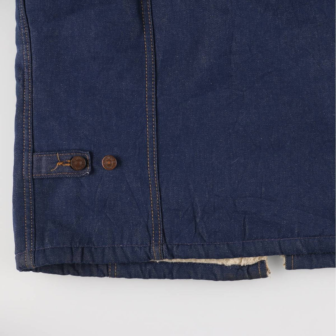 ROEBUCKS Bat-Dye Denim Boa Lunch Coat, Men's Size L, Vintage unclear navy blue type Vintage Second Hand