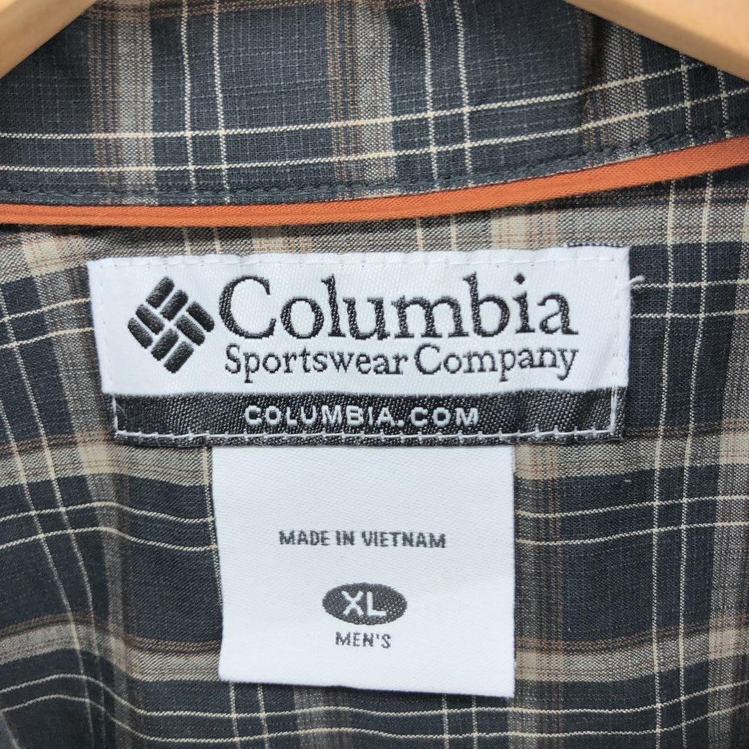 Columbia Sportswear Company Short Sleeve Button Down Check Shirt Men's XL cotton black type Vintage Second Hand
