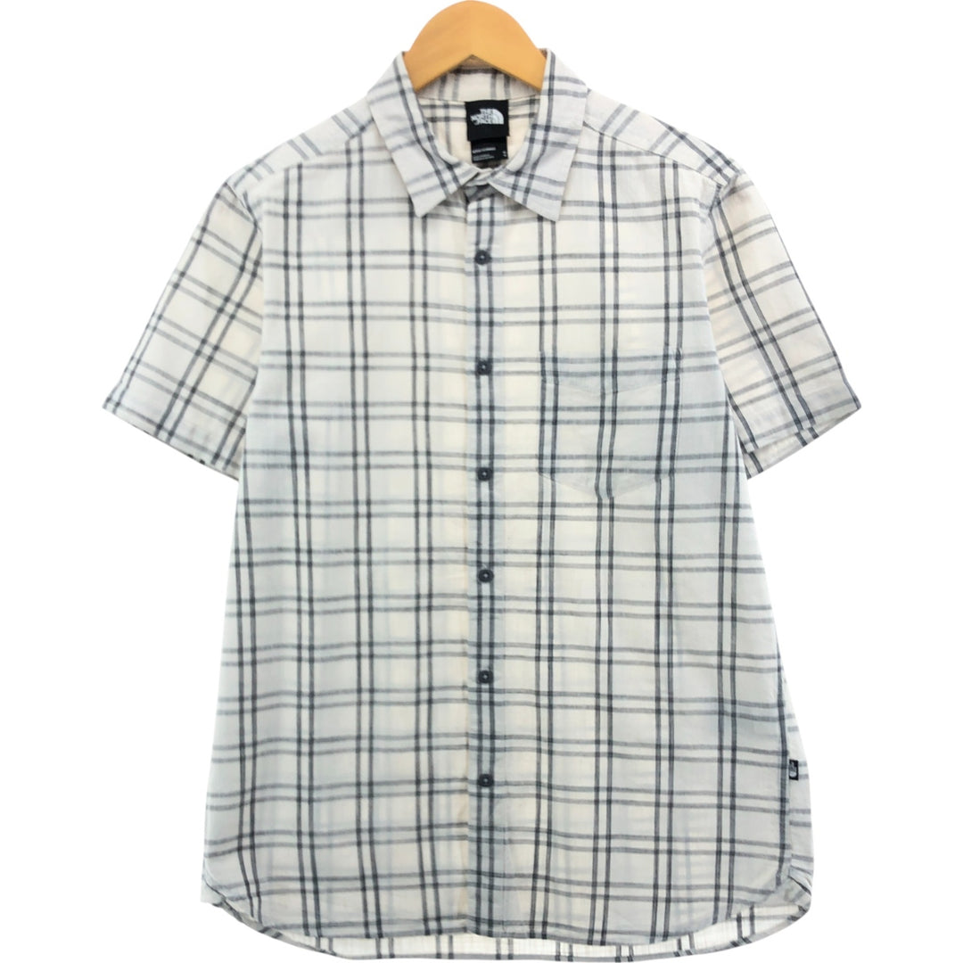THE NORTH FACE Short Sleeve Check Shirt, Men's Size M cotton black type Vintage Second Hand