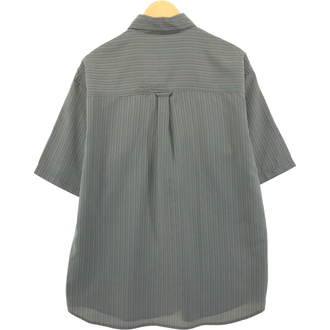 Columbia Sportswear Company Short Sleeve Button Down Check Shirt Men's Size L Rayon Khaki type sage green Vintage Second Hand