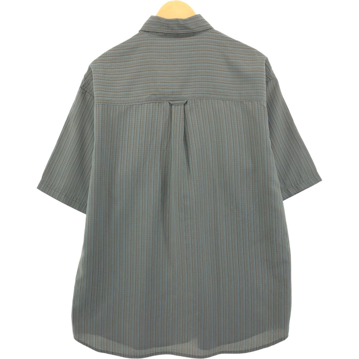 Columbia Sportswear Company Short Sleeve Button Down Check Shirt Men's Size L Rayon Khaki type sage green Vintage Second Hand