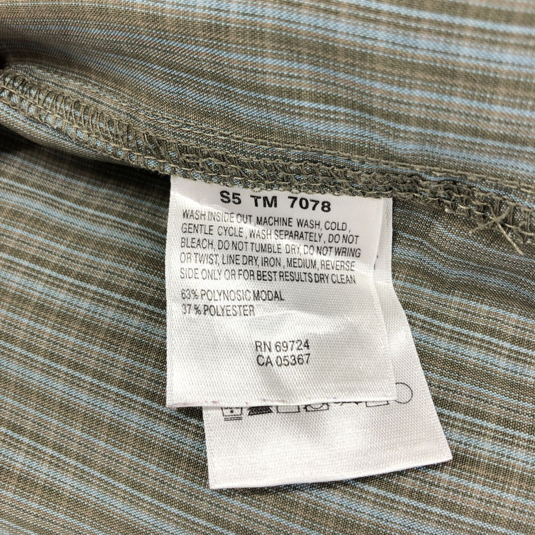 Columbia Sportswear Company Short Sleeve Button Down Check Shirt Men's Size L Rayon Khaki type sage green Vintage Second Hand