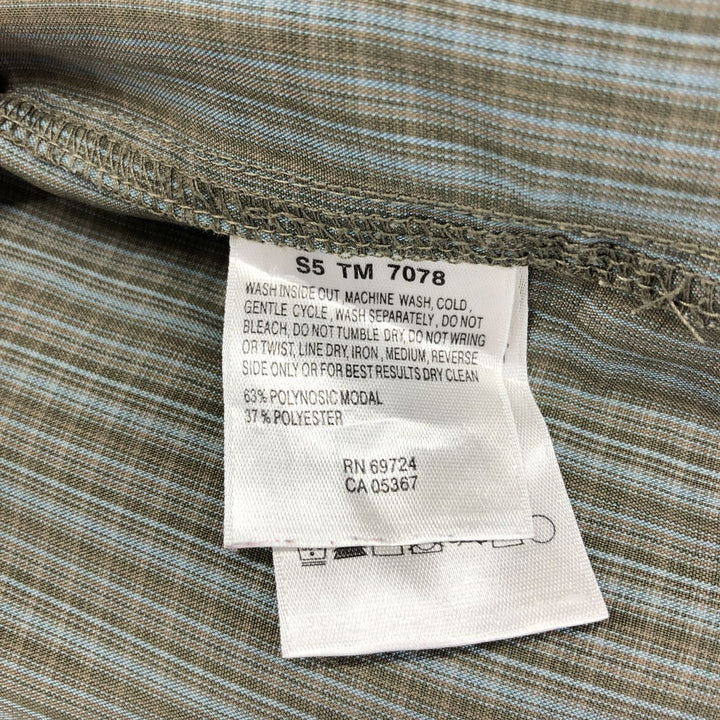 Columbia Sportswear Company Short Sleeve Button Down Check Shirt Men's Size L Rayon Khaki type sage green Vintage Second Hand