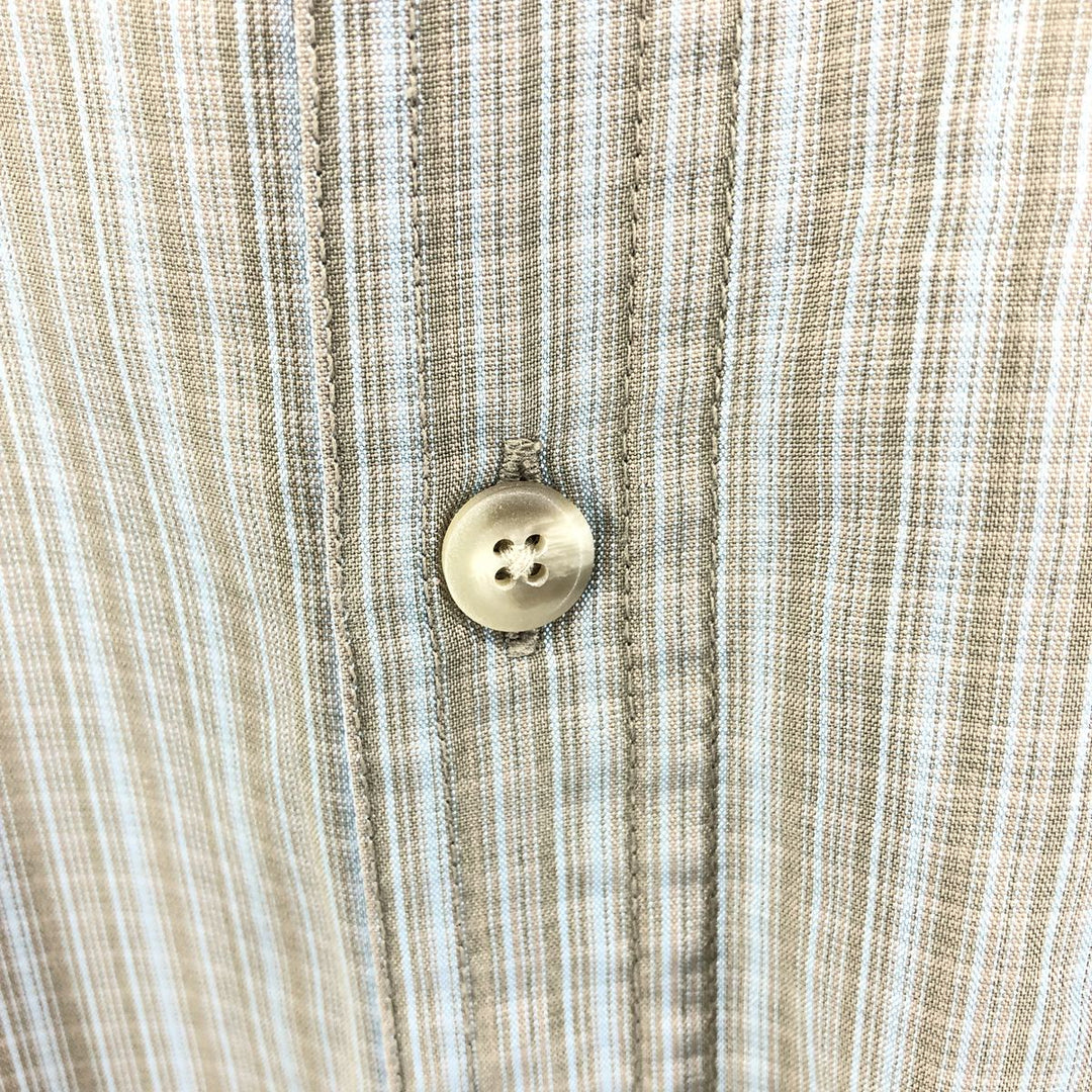 Columbia Sportswear Company Short Sleeve Button Down Check Shirt Men's Size L Rayon Khaki type sage green Vintage Second Hand