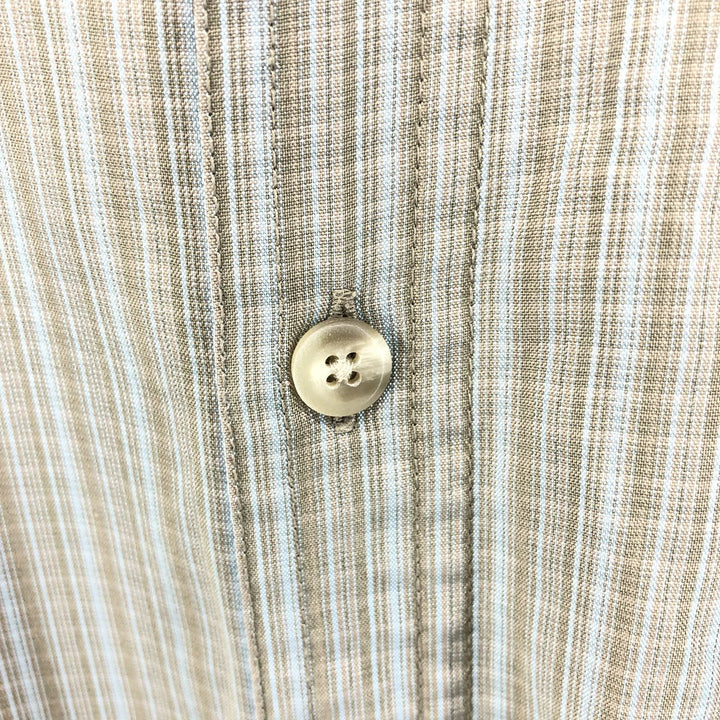 Columbia Sportswear Company Short Sleeve Button Down Check Shirt Men's Size L Rayon Khaki type sage green Vintage Second Hand