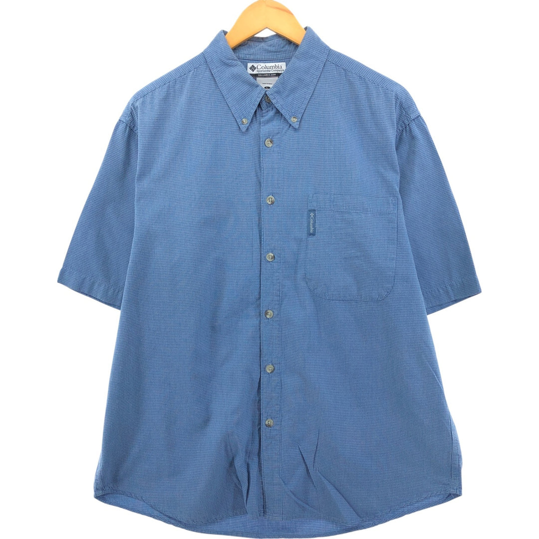 Columbia Sportswear Company Short Sleeve Button Down Check Shirt Men's Size L cotton blue type Vintage Second Hand